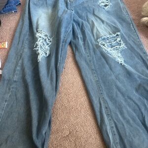 Men's Distressed Blue Jeans